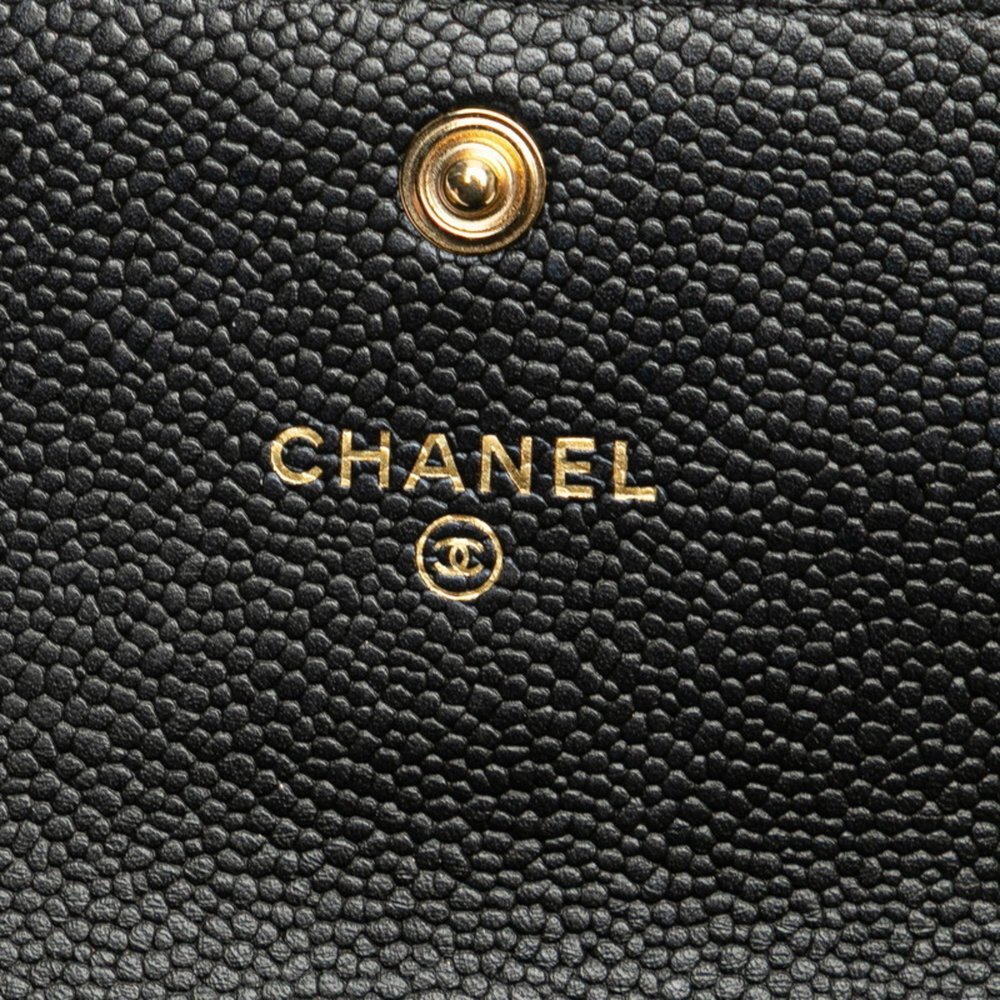 CHANEL Black Caviar Leather Logo Wallet - Picture 6 of 9